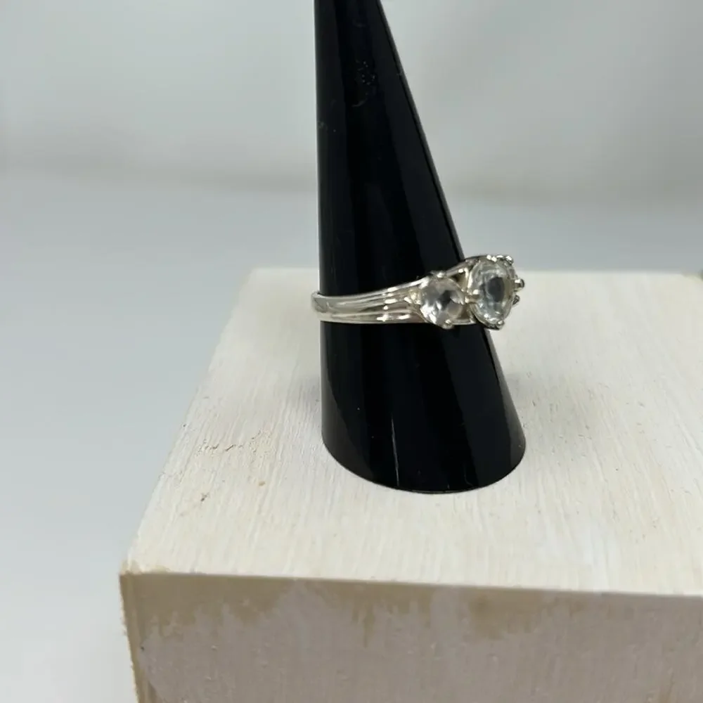 Vintage 925 3 Clear Stone Women's Ring Size 9
